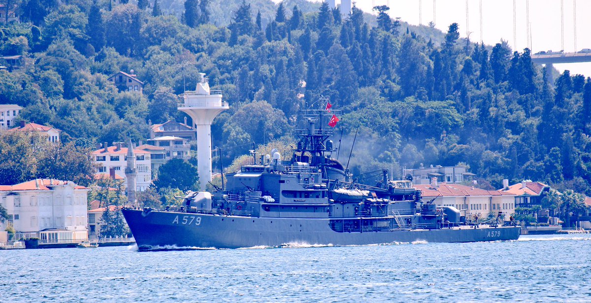 Turkish Navy TCG Cezayirli Gazi Hasanpaşa A579 transits Bosphorus towards the Black Sea @NATO_MARCOM  