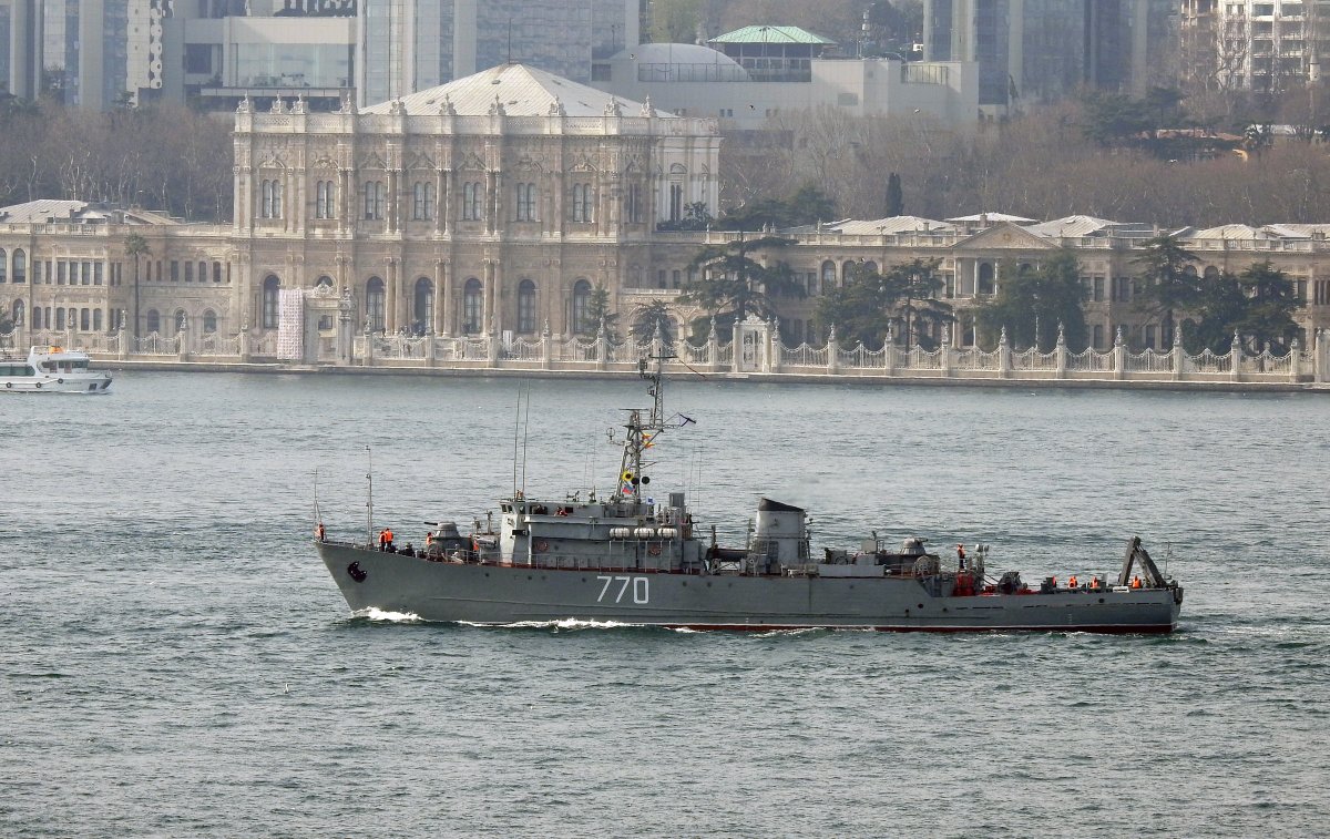 Russian Navy's Natya Class Seagoing Minesweeper Valentin Pikul 770 of 184th Novorossiysk Coastal Defense Brigade southbound on the Bosphorus  