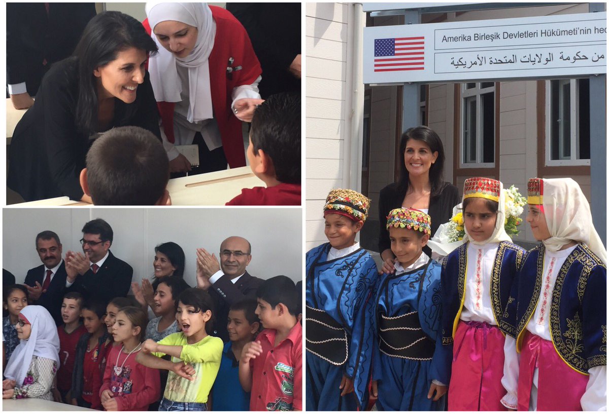 US Ambassador to the UN: Today we opened a new middle school to educate 1,400 Syrian refugee children, a US-Turkish-UN partnership.