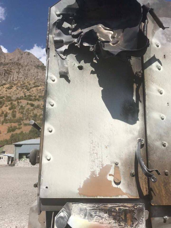 PKK griff mit der Panzerabwehrrakete MILAN auf türkischem Kirpi MRAP an. Es gibt keine Verluste