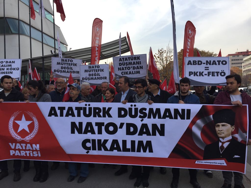 Anti-NATO/Anti-U.S rally at U.S Embassy in Ankara after incident at NATO excercises in Norway