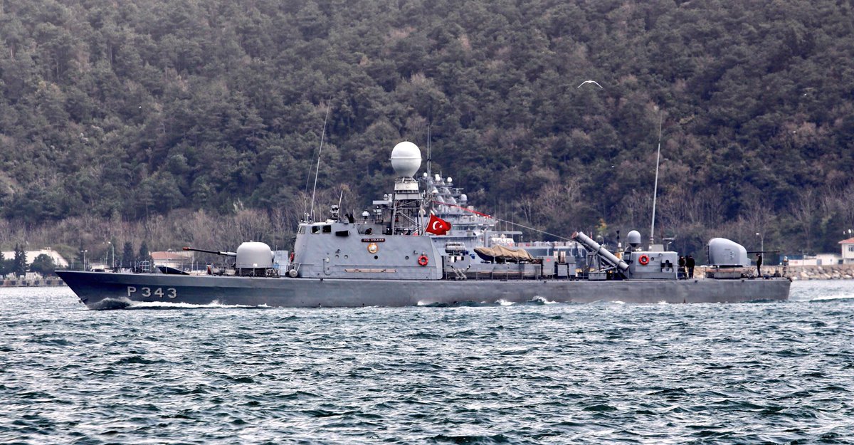 Turkish Navy fast attack crafts, Kılıç class TCG İmbat P335 and Doğan class TCG Volkan P343 transited Bosphorus and entered the Black Sea en route to participate Turkish Navy naval exercise DenizYıldızı2018   