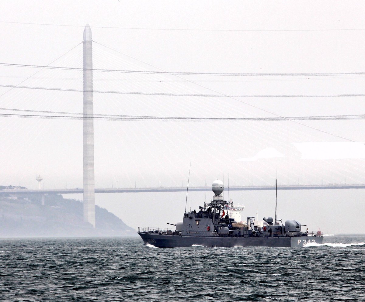 Turkish Navy fast attack crafts, Kılıç class TCG İmbat P335 and Doğan class TCG Volkan P343 transited Bosphorus and entered the Black Sea en route to participate Turkish Navy naval exercise DenizYıldızı2018   