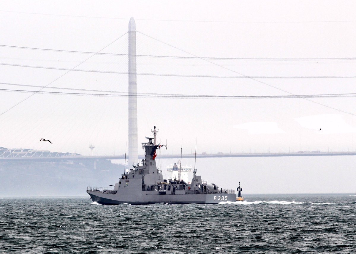 Turkish Navy fast attack crafts, Kılıç class TCG İmbat P335 and Doğan class TCG Volkan P343 transited Bosphorus and entered the Black Sea en route to participate Turkish Navy naval exercise DenizYıldızı2018   