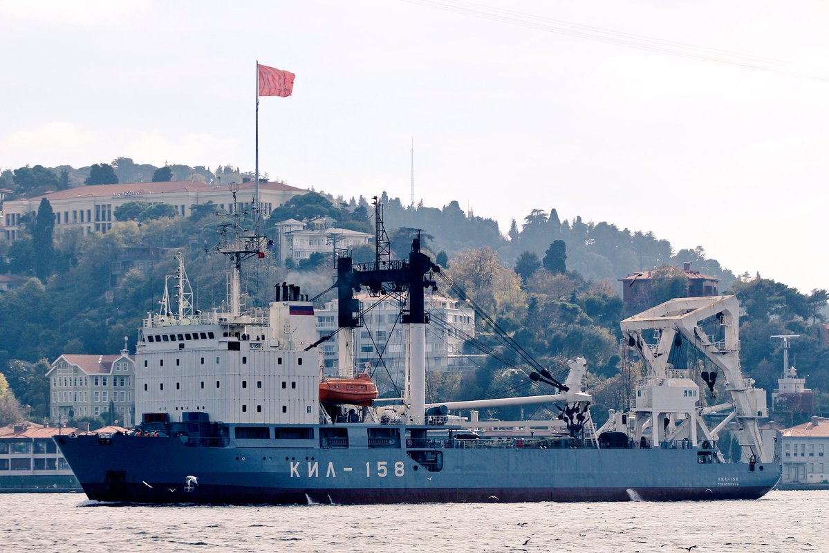 Russian Navy Project 141 Kashtan class buoy tender KIL158 returned from 70 days Mediterranean deployment and transited Bosphorus toward Black Sea slowly. KIL158 entered Black Sea 12:15Z   