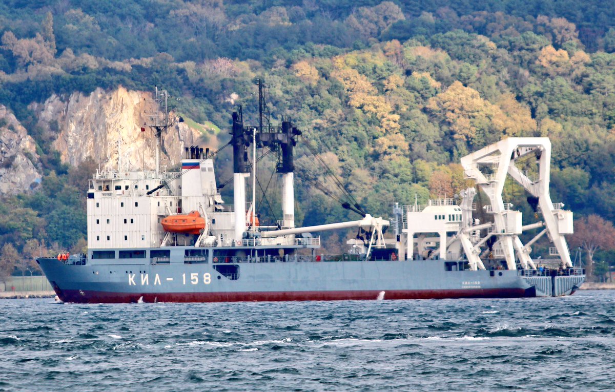 Russian Navy Project 141 Kashtan class buoy tender KIL158 returned from 70 days Mediterranean deployment and transited Bosphorus toward Black Sea slowly. KIL158 entered Black Sea 12:15Z   