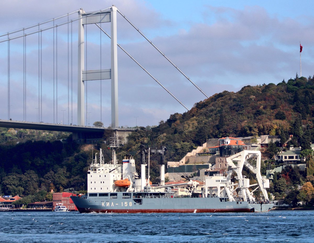 Russian Navy Project 141 Kashtan class buoy tender KIL158 returned from 70 days Mediterranean deployment and transited Bosphorus toward Black Sea slowly. KIL158 entered Black Sea 12:15Z   