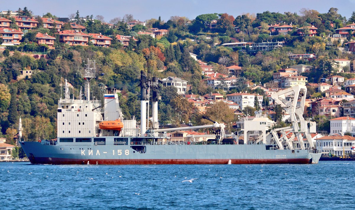 Russian Navy Project 141 Kashtan class buoy tender KIL158 returned from 70 days Mediterranean deployment and transited Bosphorus toward Black Sea slowly. KIL158 entered Black Sea 12:15Z   