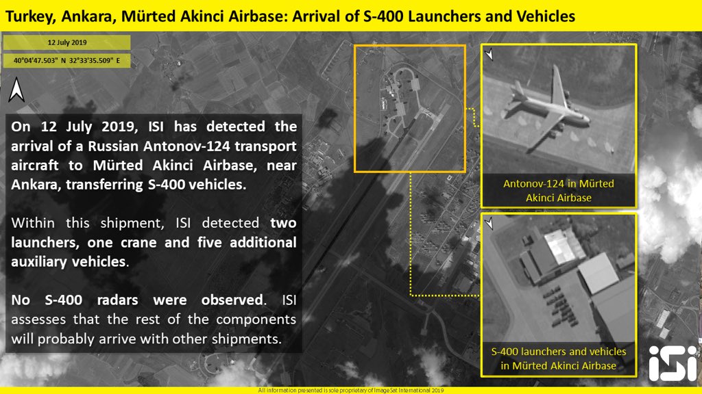 The S400 has arrived from Russia to Turkey, including two launchers.   