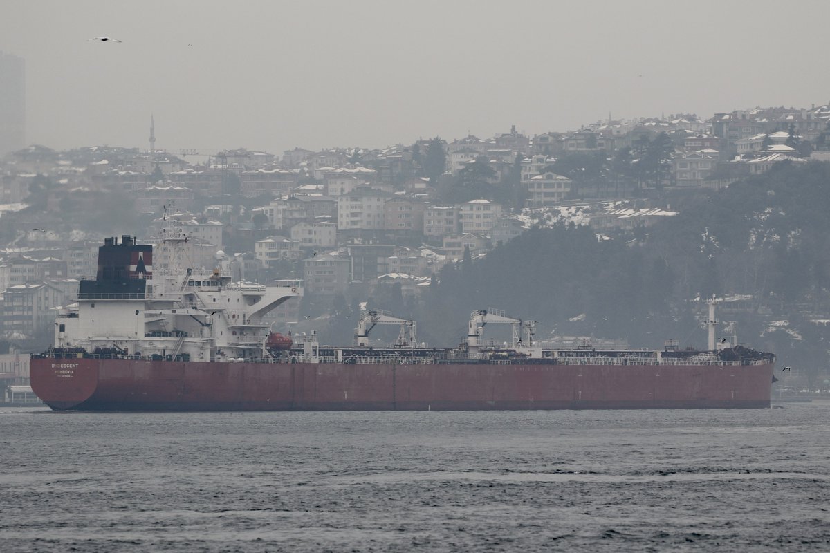 Departed AFTER U.S. banned the import of oil from Russia over the country's invasion of Ukraine: Singapore based Siva Ships' Liberian flag tanker Iridescent transited Bosphorus carrying Russian crude en route from Novorossiysk to United States, likely Delaware @samir_madani