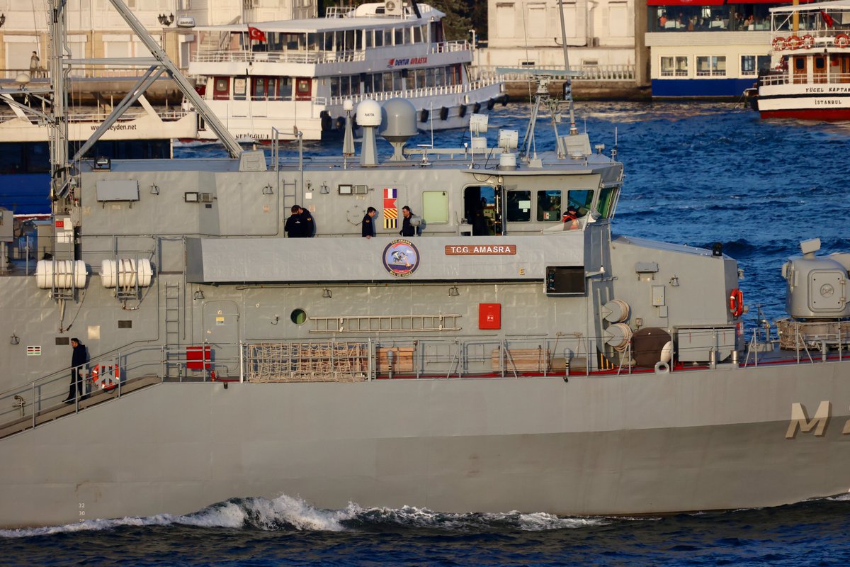 Turkish Navy is on alert against sea mines in the Black Sea: Turkish Navy Aydın class mine sweeper TCG Amasra M266 departed Black Sea & transited Bosphorus towards Marmara 