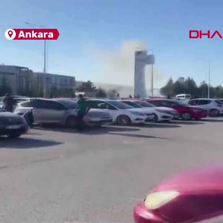 The moment of the terrorist attack in Ankara TUSAŞ, the moment of the gun fire and explosion at the Turkish Aerospace Industries General Directorate campus in Ankara