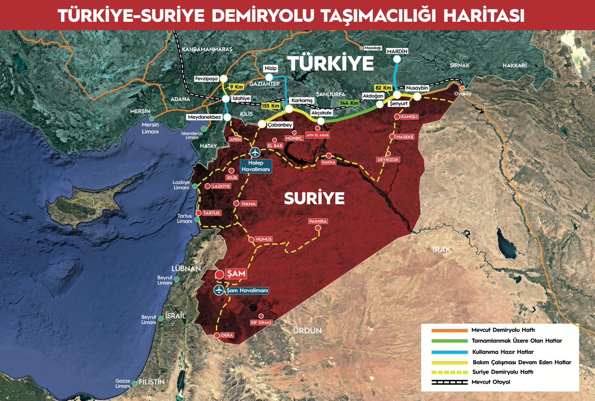 Turkey will try to repair Syrian railway lines to Damascus, connecting two countries to each other, and reviving parts of Hejaz railway project, says Turkish Transportation Minister