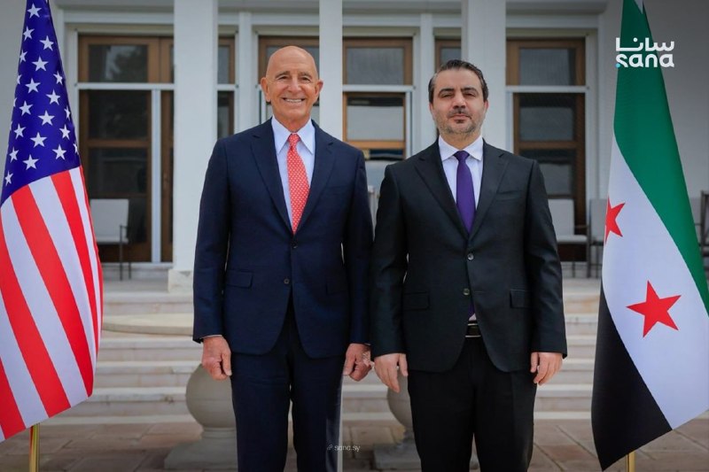 Foreign Minister Asaad Hassan al-Shaibani met in Ankara with US Special Envoy to Syria Thomas Barrack, where they discussed regional and international developments and affirmed their commitment to continued coordination and consultation. (SANA)