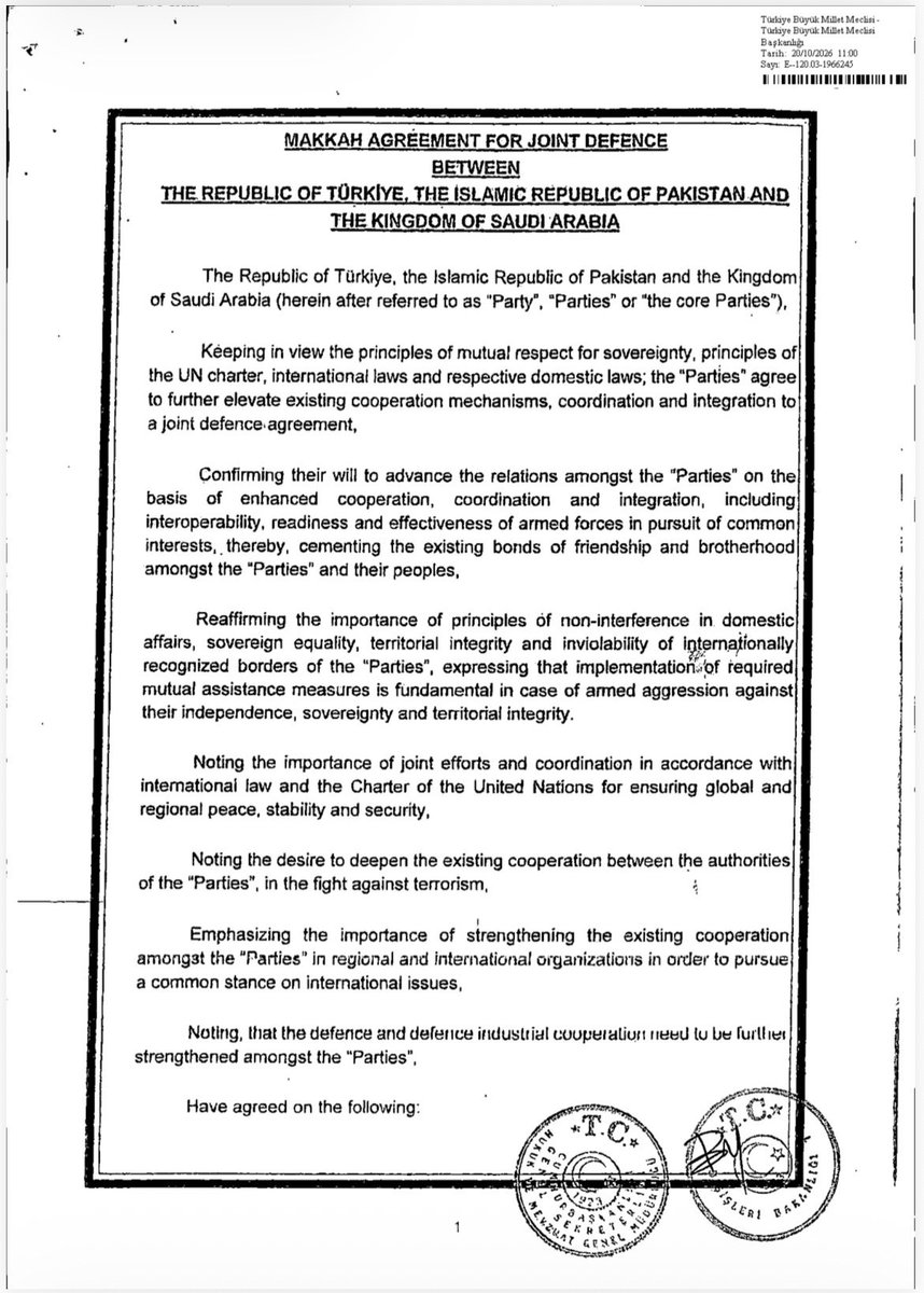 Voici le texte officiel en anglais du pacte de La Mecque, soumis au Parlement turc.